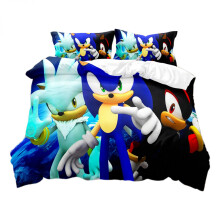Mikrofaser-Kinderbettwäsche: Wendbare Bettdecke (Einzel- und Doppelbett), lebendiges Anime-Videospiel-Thema, Sonic-Hedgehog-Dekor für