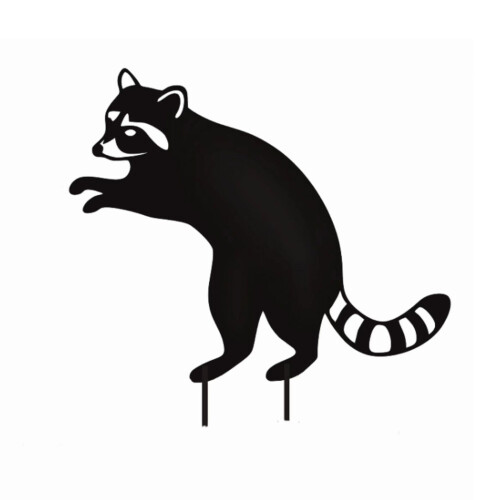 Waschbär-Skulptur, Gartenstecker, schwarze-stehender Waschbär