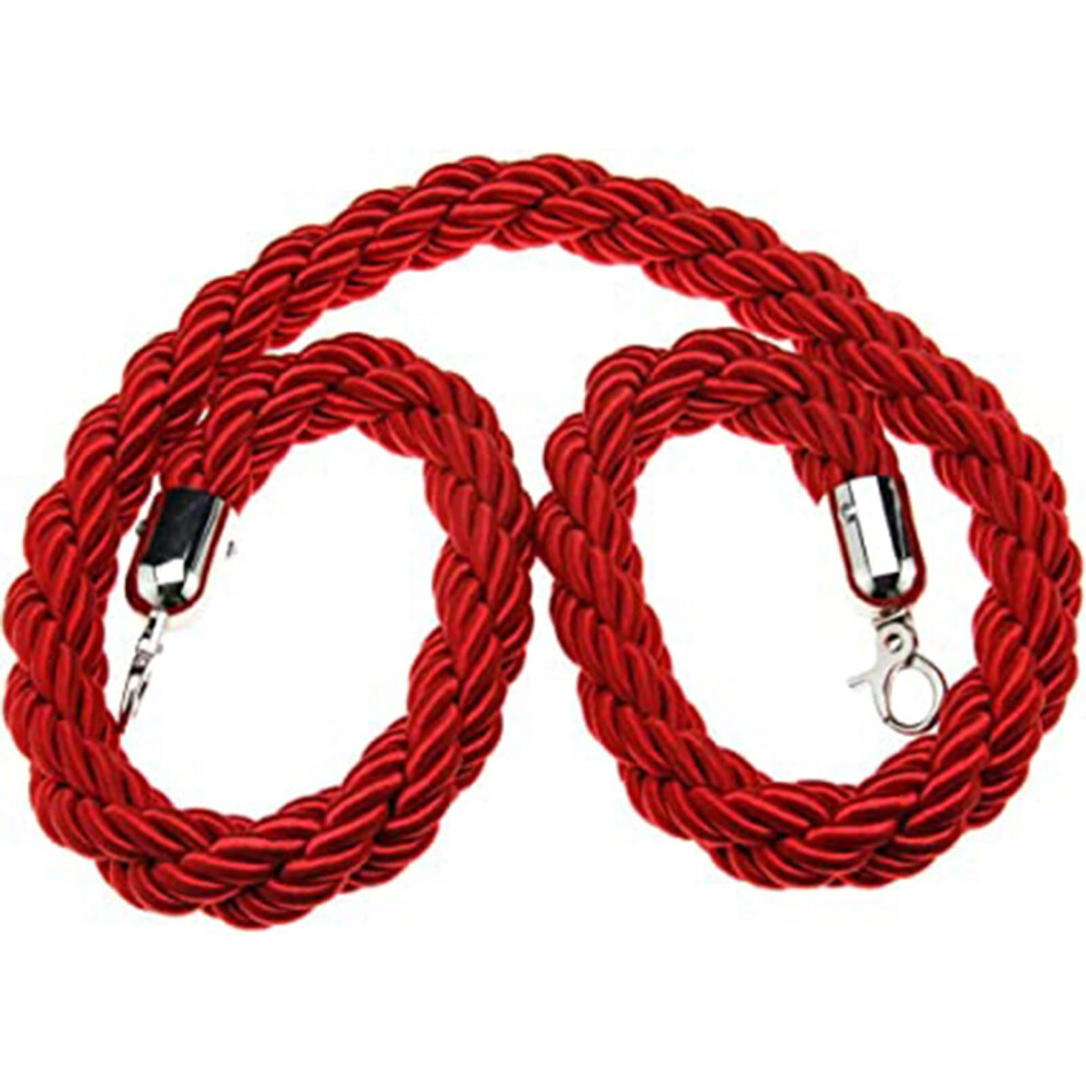 Queue Barrier Rope, Crowd Control Rope For Queues, 3/4/5/8 Feet, Red Rope For Crowd Control, Braided/Barrier For Queue Divider (Red, 5Ft/155Cm) 9119770839138