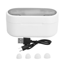 Diskreta Bluetooth-hörlurar, Bluetooth-hörlurar med hi-fi-ljudkvalitet och metallring, vattentäta pekknappar, dubbelverkande spoldesign för