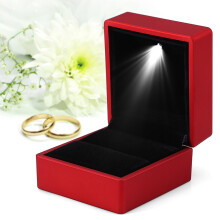 Elegante cofanetto regalo per gioielli con illuminazione a LED, scatola quadrata per anelli in materiale pregiato, ideale per proposte di matrimonio,