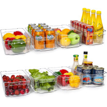 Recipiente de depozitare pentru frigider cu design transparent pentru frigider și cămară, cutii de depozitare din plastic transparent cu