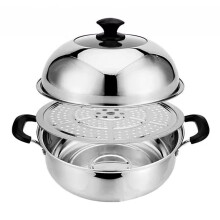 201 Stainless Steel Steamer Pot, Soup Pot with Transparent Lid, Kitchen Cookware for Home Kitchen Cooking