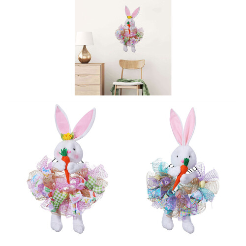 Exquisite Osterhasen-Türdekoration. Wunderschön-Rosa Hase 2