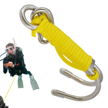 Double Diving Hook, Double Diving Hook Safety Equipment with ORing for Cave and Drift Activities and Divers Yellow