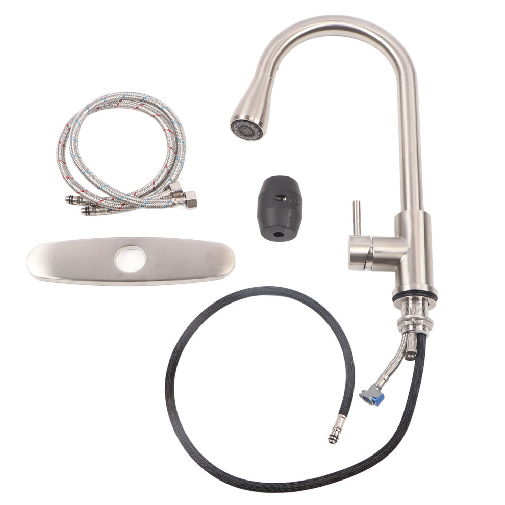 Kitchen Faucet With Pull Down Sprayer, High Arc Stainless Steel Sink Faucet For Farmhouse Camper Laundry Rv Bar, Single Handle Control Water Flow Temp 9554910738603