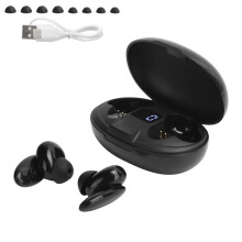 Halvt osynliga trådlösa hörlurar, IPX7, vattentäta, Bluetooth V5.2, osynlig mikrofon med säker passform, ergonomisk design, högkvalitativt