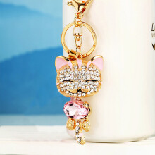 Porte-clés éléphant porte-bonheur, anneaux porte-clés Feng Shui chat porte-bonheur avec strass étincelants sur base en alliage durable,