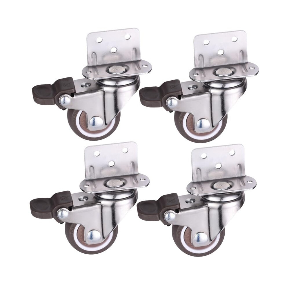 Castors, 4 Pieces, Wheels For Beds, Heavy Faux Furniture, Sliding Castors, Heavy Loads, Soft Rubber, Quiet Swivel Castors With Brake Castors 9365049100168