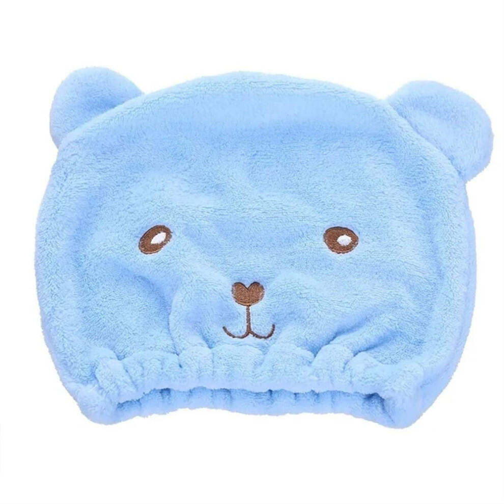 Coral/Blue Fleece Shower Cap Quick Drying Lady Bath Towel Soft Shower Woman Man Turban Head Wrap Bathing Tools Shower Cap(Blue)