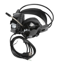 Datorheadset med mikrofon och LED-lampor, Over-ear-spelhörlurar med flexibel mikrofondesign, solid kvalitet och komfort, rundstrålande mikrofon