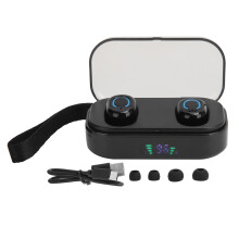Trådlösa hörlurar med digital display, Bluetooth-hörlurar för lång speltid, vattentäta headset med mikrofon, trådlösa hörlurar, omslutande
