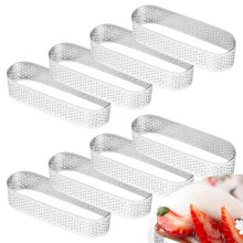 8Piece Oval Tart Moulds French Dessert Mousse Fruit Cake Ring Quiche Cake Mould Stainless Steel Cake Mousse Ring