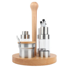 Conjunto de coqueteleira, dispensador de óleo e sal para o aspirante a mixologista, dispensador de especiarias em aço inoxidável com tampa à