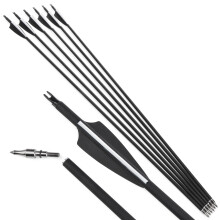 30'' Mixed Carbon Arrows with Spiral Removable Arrowheads 6 PCS