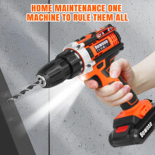 Cordless Drill Driver with 16-Piece Screwdriver Set,LED Work Light, Includes Li-Ion Battery, Fast Charger, and Accessory Kit for Wood, Metal, and DIY