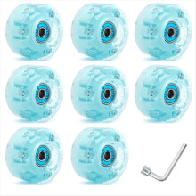 8-teiliges Set glitzernder, leuchtender Rollschuhrollen mit eingebauten Kugellagern, 58 x 32 mm, 82A, blau