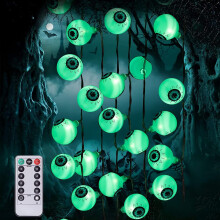Luzes de cordão com olhos em formato de globo ocular para o Halloween, efeitos de iluminação personalizáveis, criador de atmosfera assustadora