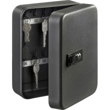 Strong Steel Construction Key Cabinet, Durable Powder Coated Finish, Combination Lock with Individual 3-Digit Code for Homes and Businesses (Matte Bla