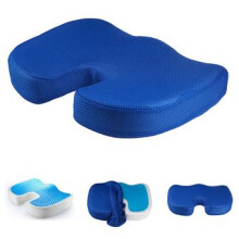 Posture Support Seat Cushion, Ergonomic Comfort for Tailbone Pain Relief, Blue Memory Foam Pillow with Non-Skid Base for Office, Car, and Home Use (45