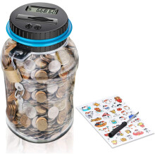 Digitale spaarpot met muntenteller, grote spaarpot met lcd-teller voor kinderen en volwassenen, inhoud van 1,8 liter, ideaal als verjaardagscadeau of