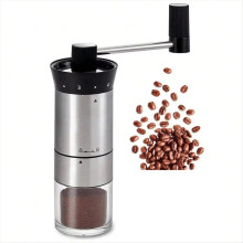 Manuelle Kaffeemühle aus Edelstahl – Verstellbare Handkurbelmühle für präzises Brühen, tragbar für Camping und Reisen