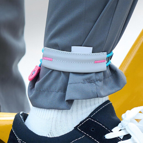 2 x reflective nylon straps, adjustable, elastic, leg strap, bicycle tie for night rides blue 2