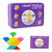 1 piece wooden puzzle for partial tangram with storage box Geometric shapes for creative Promotes color and shape recognition for boys