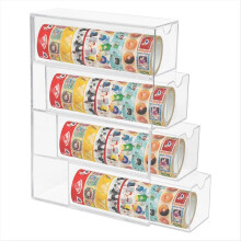 Washi-Tape-Organizer, stapelbare Kunststoffbox mit 4 Schubladen zur Aufbewahrung von Washi-Tape, transparente Aufbewahrungsschubladen