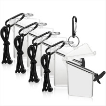 Confezione da 5 porta badge impermeabile, porta badge verticale trasparente con cordino, moschettone e portachiavi, scatola asciutta