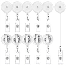 50 Pieces Retractable Badge Reels with Swivel Alligator Clip, Badge Reels Holder Badge Reel Clips Translucent Clear