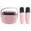 Kinderkaraokemachine, draagbare Bluetooth-luidspreker met 2 draadloze microfoons, roze 3
