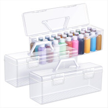 3-delige verfopbergdoos voor acrylverf van 60 ml, draagbare organizer voor acrylverf met handvat, 30 flesjes wit