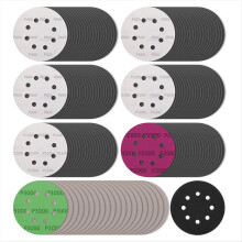 140 stuks 5 inch nat/droog schuurschijven, schuurpapier met klittenbandbevestiging, 8 gaten, schuurpapier voor excentrische schuurmachine