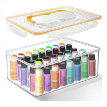 Opbergdoos voor acrylverf (2 fl. oz.), capaciteit voor 48 flesjes acrylverf, inclusief kwasten en handvat.