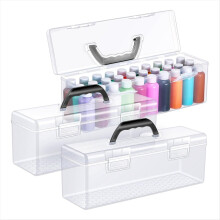 3-delige verfopbergdoos voor acrylverf van 60 ml, draagbare organizer voor acrylverf met handvat, 30 flesjes zwart