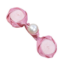 Pearl Rose Button Chinese Cheongsam-Meat powder and shri