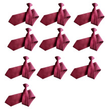 Comfortable PreTied Neck Tie Wrinkle Resistant Solid-Wine Red