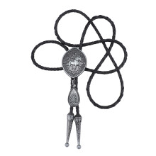 Verstellbare Bolo-Krawatte aus geflochtenem Leder für-Silber