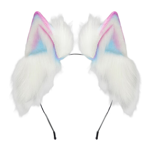 Realistisches Katzenohr-Haarband mit Plüsch-Haarband,-Rosa