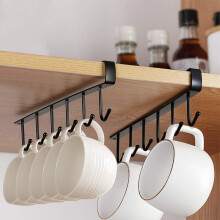Mug Cups Storage Hooks Under Shelf Cup Holder Kitchen Utensils Ties Belt and Scarf Hanging Rack Holder Cabinet Cabinet 2 Pieces