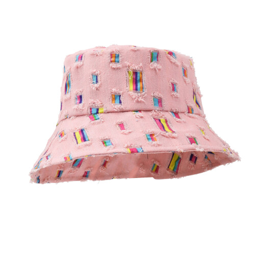 Fischerhut im Distressed-Look, breite Krempe,-Rosa