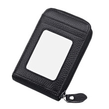 Elegantné puzdro na kreditné karty z pravej kože s minimalistickým dizajnom v štýle harmoniky s ovíjacím zapínaním pre bezpečné cestovanie