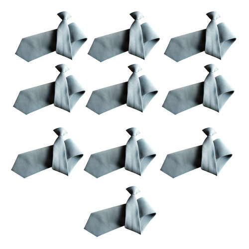 10Pcs PreTied Necktie With Snap Button Closure-Light Gray