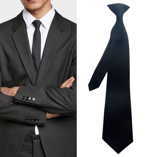10Pcs PreTied Necktie With Snap Button Closure-Light Gray 2