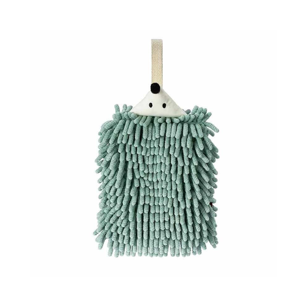 Cartoon Hedgehog Shinier Hand Towel With Hanging, Absorbent, Thickened, Children's Hand Towel （Green） Green Xske Tec