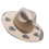 Suncatchers Straw Hat With Reflective Star-Beige plain pattern 1