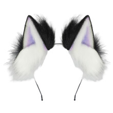 Gradients Color Plush Cats Ear Hairband Comfortable-Black