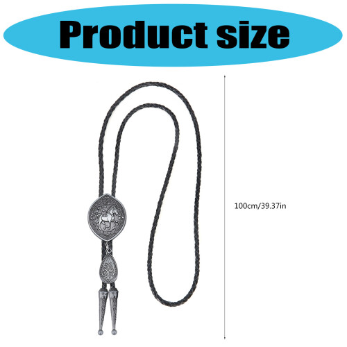 Elegant Western Bolo Tie Alloy Tip Adjustable Leather-Silver 2