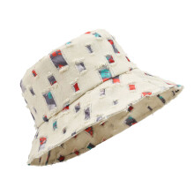 Ripped Fisherman Hat Distressed Wash Color Foldable Sun-Beige